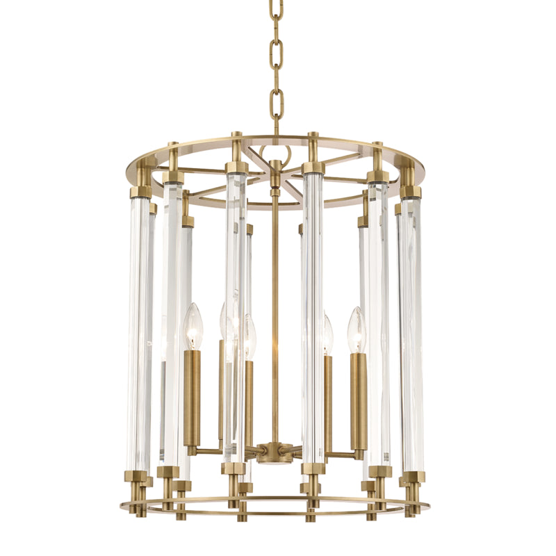 Hudson Valley - 2818-AGB - Six Light Pendant - Haddon - Aged Brass