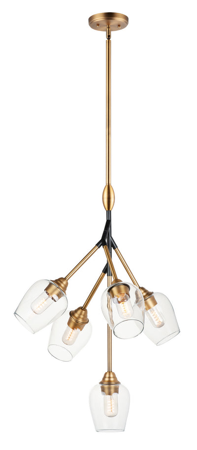 Maxim - 26343CLABBK - Five Light Pendant - Savvy - Antique Brass / Black