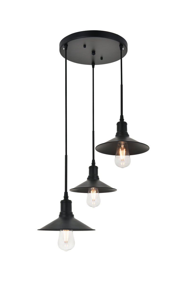 Elegant Lighting - LD4033D20BK - Three Light Pendant - Etude - Black