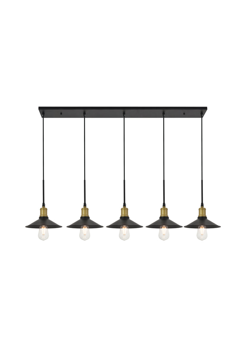 Elegant Lighting - LD4033D49BRB - Five Light Pendant - Etude - Brass And Black