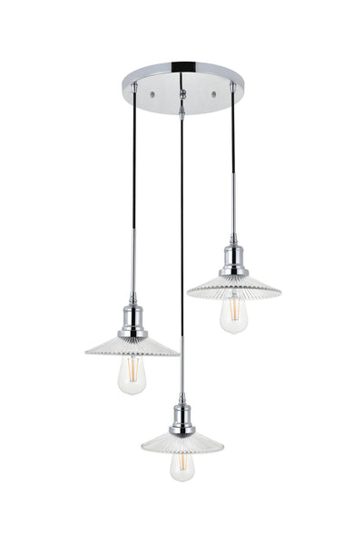 Elegant Lighting - LD4040D19C - Three Light Pendant - Waltz - Chrome And Clear