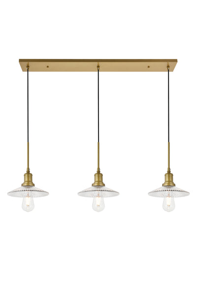 Elegant Lighting - LD4040D41BR - Three Light Pendant - Waltz - Brass And Clear