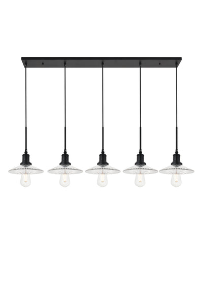 Elegant Lighting - LD4040D48BK - Five Light Pendant - Waltz - Black And Clear