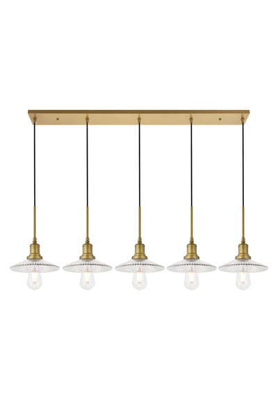 Elegant Lighting - LD4040D48BR - Five Light Pendant - Waltz - Brass And Clear