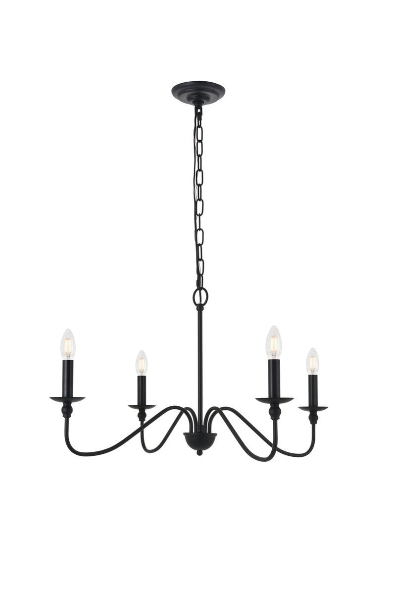 Elegant Lighting - LD5006D30MB - Four Light Pendant - Rohan - Matte Black