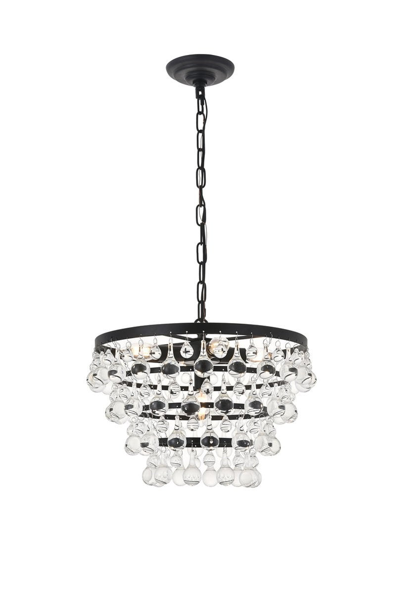 Elegant Lighting - LD5016D17BK - Five Light Pendant - Kora - Black And Clear