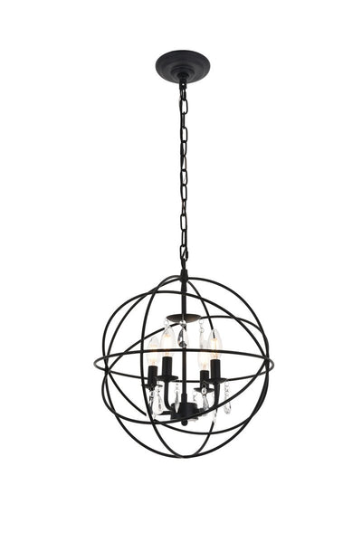 Elegant Lighting - LD5055D16MB - Four Light Pendant - Wallace - Matte Black And Clear