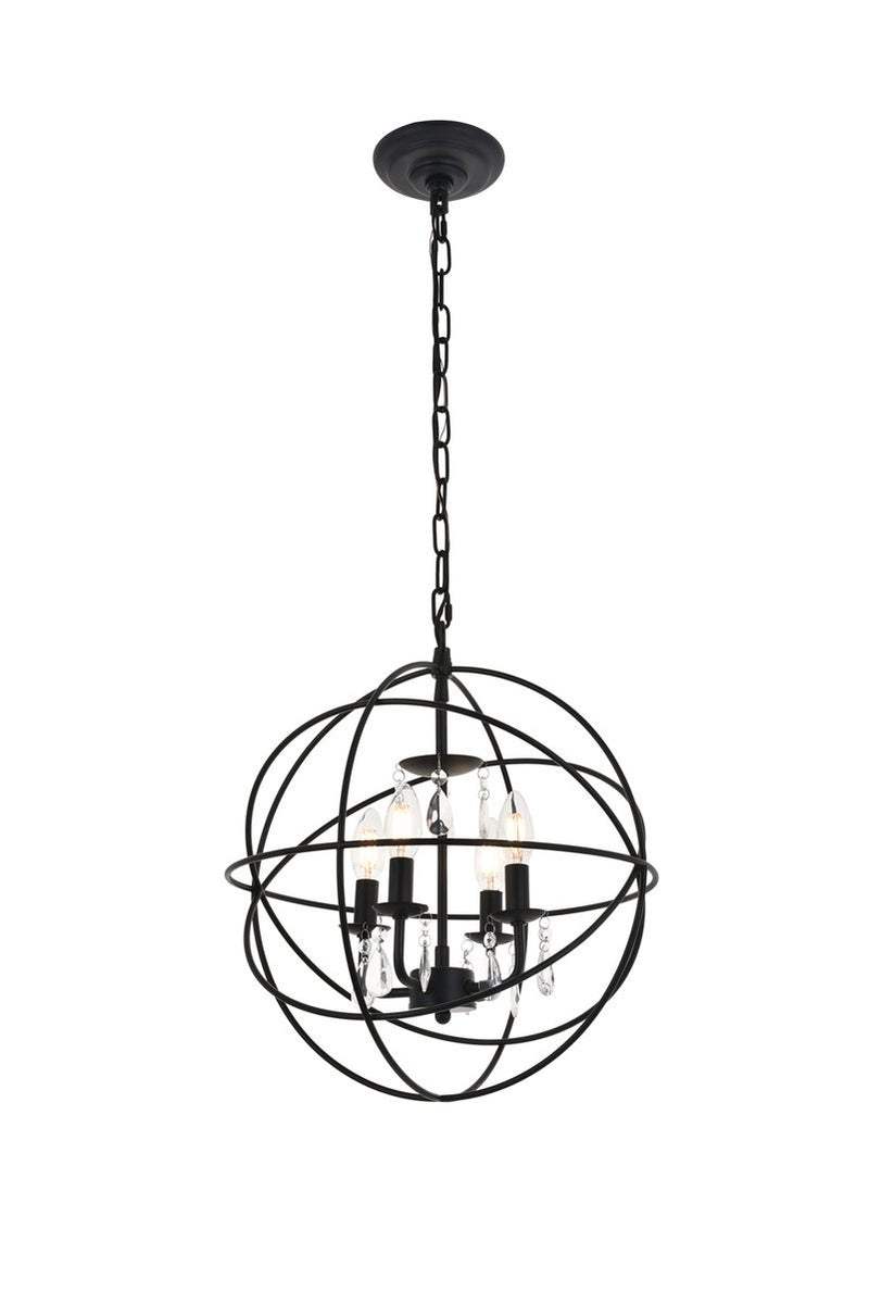 Elegant Lighting - LD5055D16MB - Four Light Pendant - Wallace - Matte Black And Clear