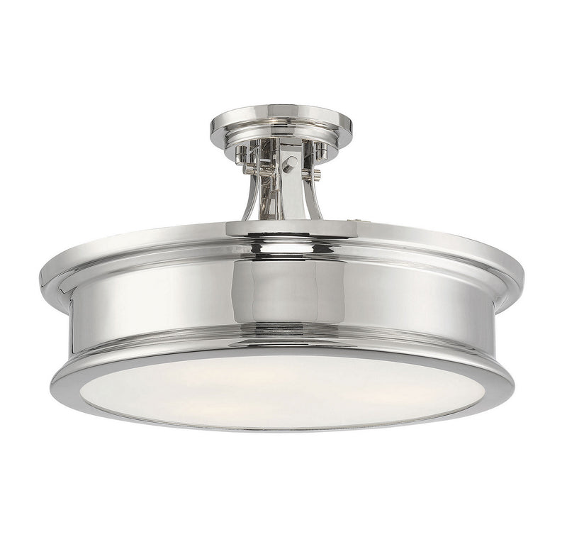 Savoy House - 6-134-3-109 - Three Light Semi-Flush Mount - Watkins - Polished Nickel