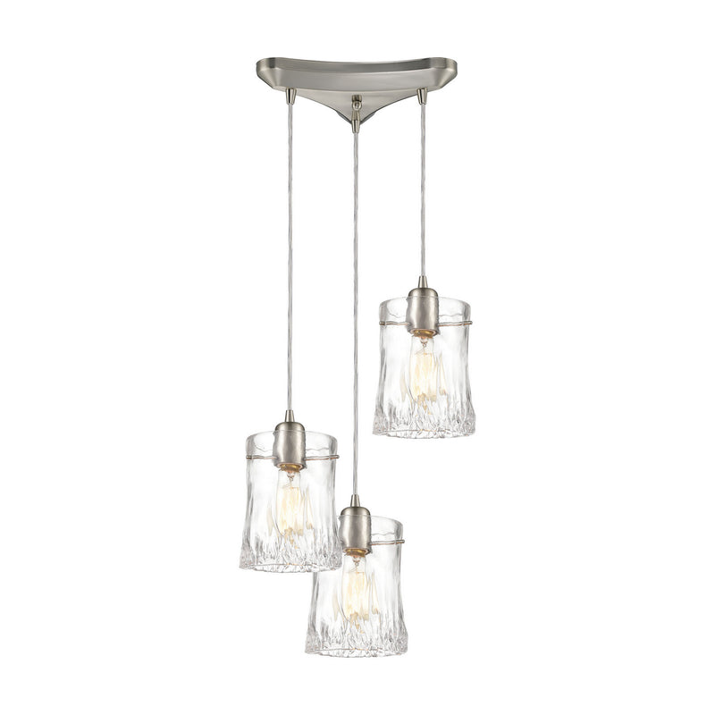 ELK Home - 21200/3 - Three Light Pendant - Hand Formed Glass - Satin Nickel