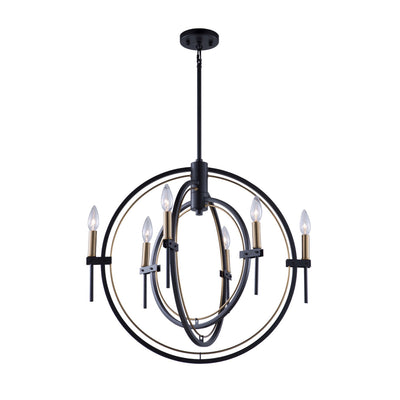 Artcraft - AC11456 - Six Light Chandelier - Anglesey - Matte Black & Harvest Brass