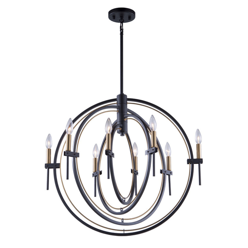 Artcraft - AC11458 - Eight Light Chandelier - Anglesey - Matte Black & Harvest Brass