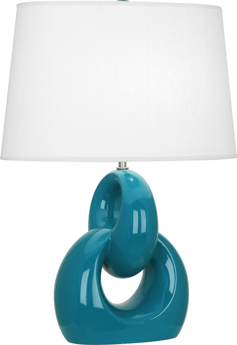 Robert Abbey - PC981 - One Light Table Lamp - Fusion - Peacock Glazed w/Polished Nickel