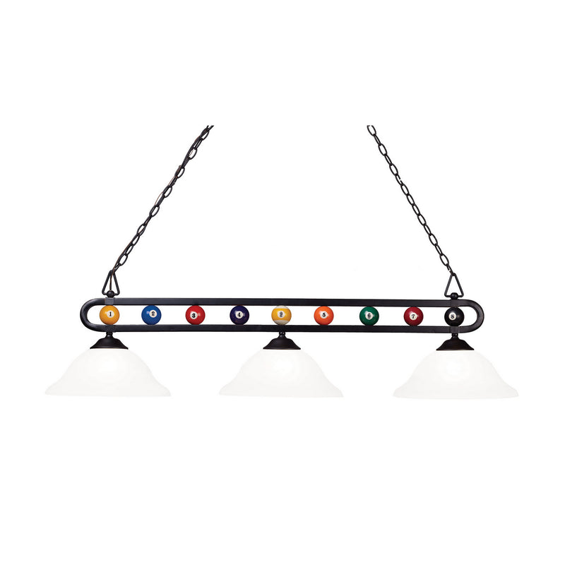 ELK Home - BIS9301 - Three Light Linear Chandelier - Billiard Motif - Matte Black