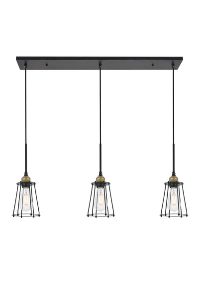 Elegant Lighting - LD4047D38BRB - Three Light Pendant - Auspice - Brass And Black