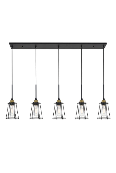 Elegant Lighting - LD4047D46BRB - Five Light Pendant - Auspice - Brass And Black