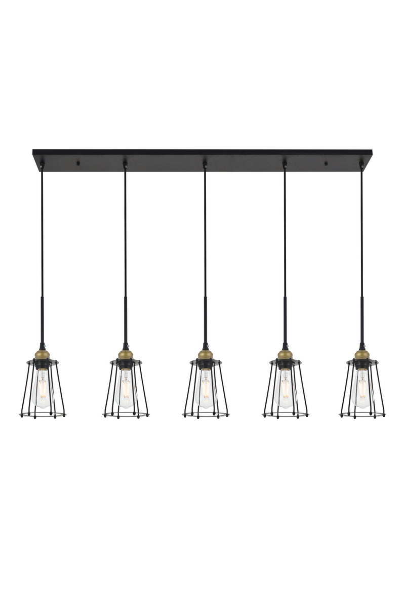 Elegant Lighting - LD4047D46BRB - Five Light Pendant - Auspice - Brass And Black