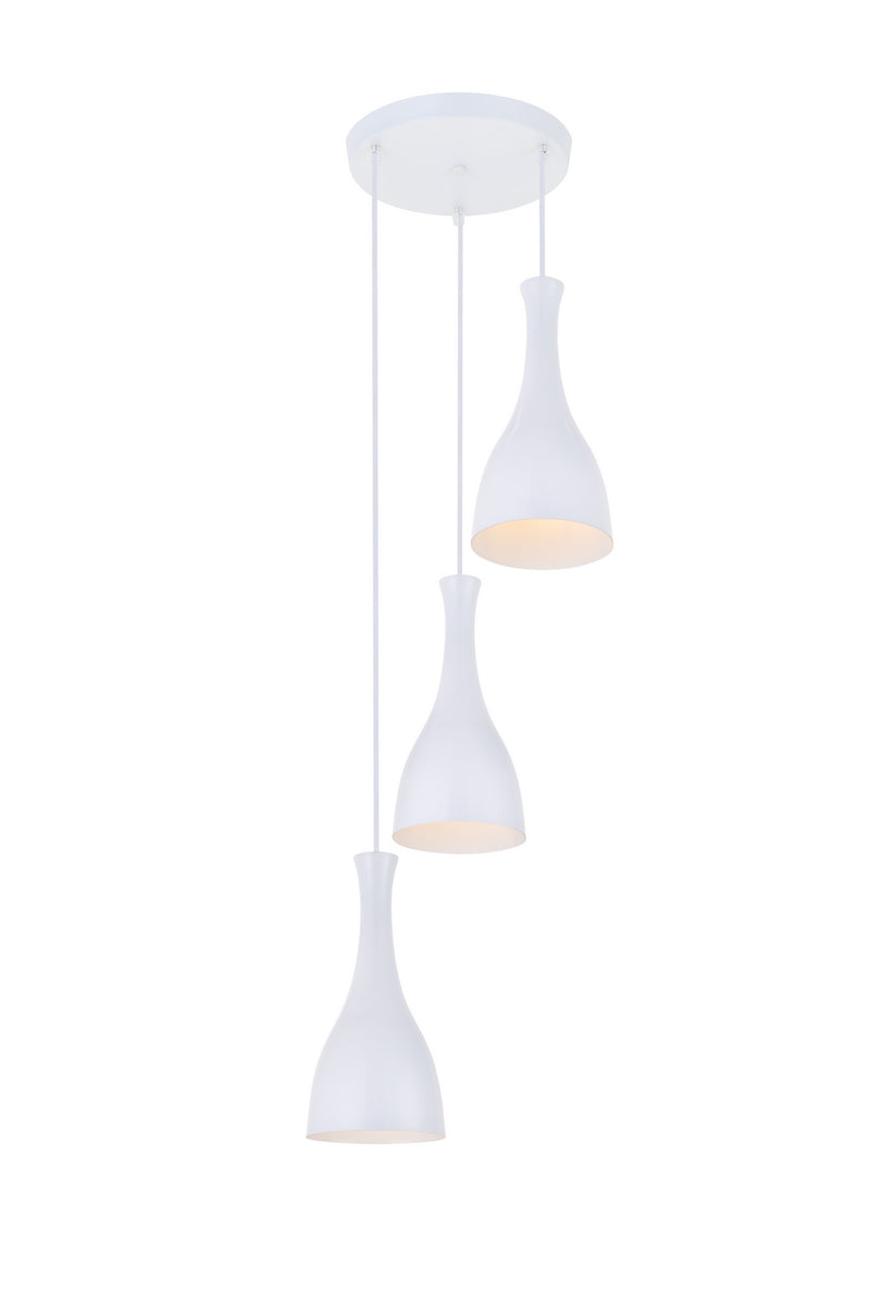 Elegant Lighting - LD2408WH - Three Light Pendant - Aiken - White