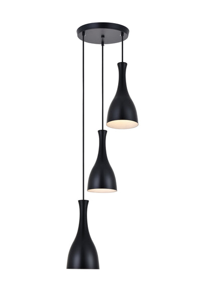 Elegant Lighting - LD2408BK - Three Light Pendant - Aiken - Black