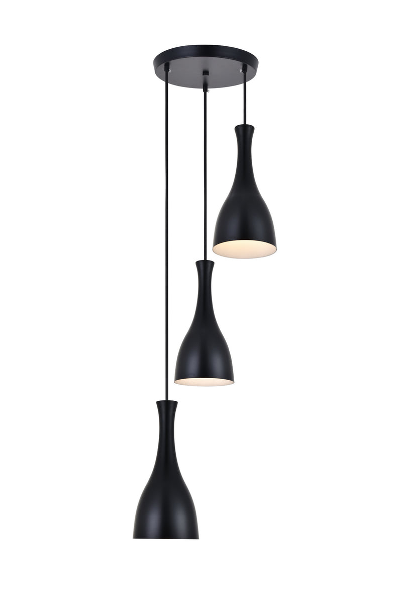 Elegant Lighting - LD2408BK - Three Light Pendant - Aiken - Black