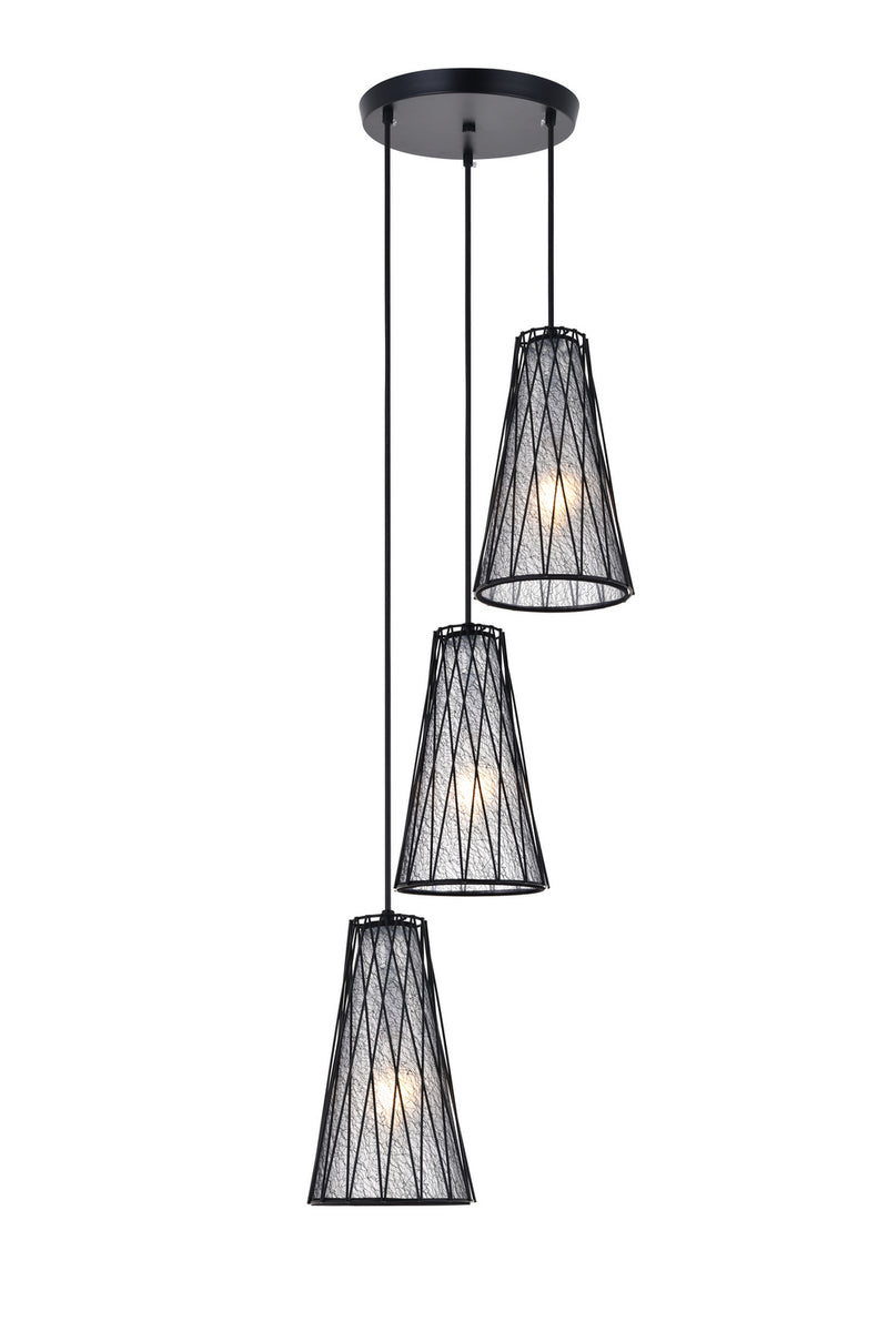 Elegant Lighting - LD2416BK - Three Light Pendant - Modesta - Black