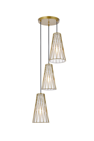 Elegant Lighting - LD2416BR - Three Light Pendant - Modesta - Brass